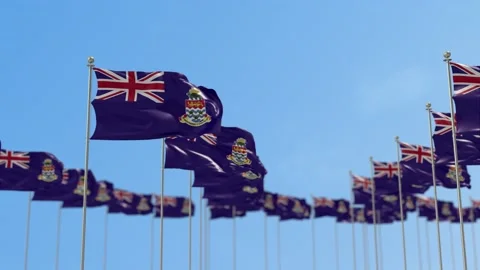 Cayman Islands Row Of Flags 3D Animation Видео 148642111