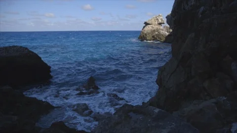 Cayman Islands View of Ocean Cliffs Stock Footage 124485396