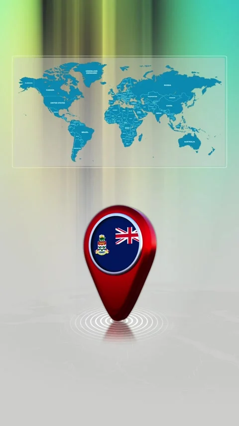 Cayman Islands World Map Pin Location Background Loop Vertical Stock Footage 343156749