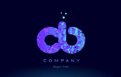 Cb c b bubble circle dots pink blue alphabet letter logo icon vector Stock Illustration