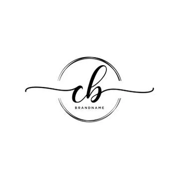 CB Initial handwriting logo with circle template vector Stock Illustration