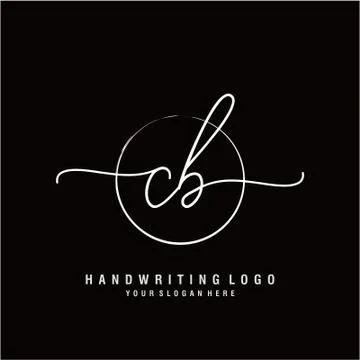 CB Initial handwriting logo design Illustrazione stock