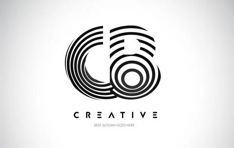 CB Lines Warp Logo Design. Letter Icon Made with Black Circular Lines. Stock Illustration