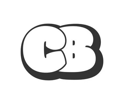 CB logo, bubble comic lettering, rounded in graffiti style black and white .. Stock Illustration