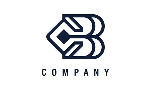 CB Monogram Logo Design with Modern Geometric Shapes Stock Illustration