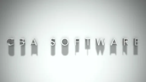 Cba software 3D title animation white text on a white background Stock Footage 299380444