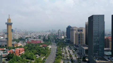 Cbd Business District Aerial Time Lapse Photography Video stock 242560658
