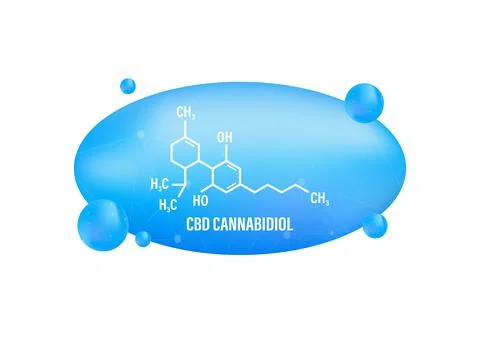 Cbd cannabidiol on green background. Vector background Stock Illustration