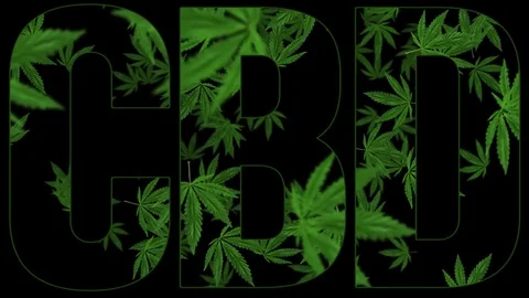 CBD Cannabidiol title logo animation with cannabis leaf filled text Vídeo Stock 108324457