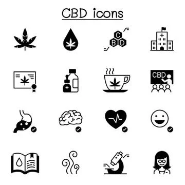 CBD, Cannabis icons set vector illustration graphic design Stock Illustration
