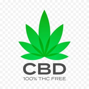 CBD free cannabis leaf vector icon. 100 percent cannabis THC free logo, medic Illustrazione stock