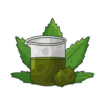 CBD laboratory beaker illustration Stock Illustration