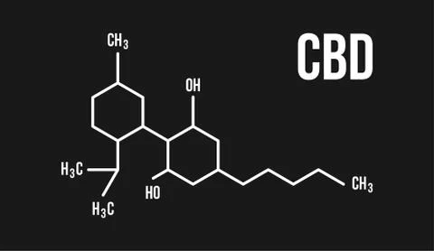 CBD molecular structure illustration. Cannabinol chemistry cannabis formula on Stock Illustration