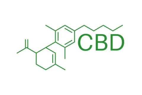 CBD molecule formula. Cannabidiol formula. Chemical molecule. Stock Illustration