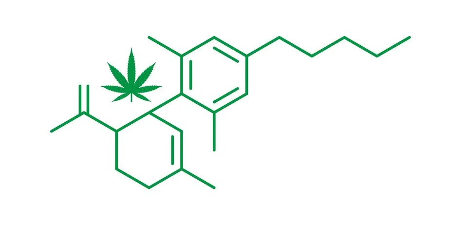 CBD molecule formula. Cannabidiol formula. Chemical molecule. Stock Illustration