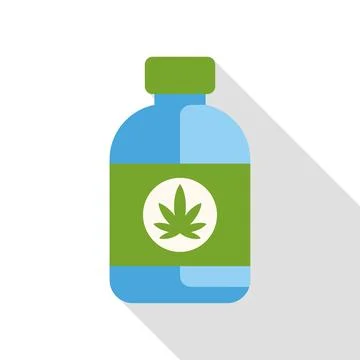 Cbd oil bottle with cannabis leaf label Stock Illustration