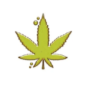 CBD oil. Cannabis leaf shape made from oil Illustrazione stock