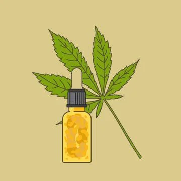 CBD oil &amp; marijuana leaf Stock Illustration