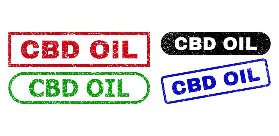 CBD OIL Rectangle Seals Using Rubber Style Stock Illustration