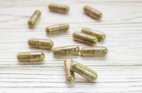 CBD pills isolated Stock Photos