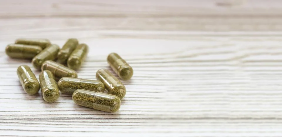 CBD pills isolated Stock Photos
