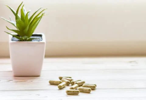 CBD pills isolated Stock Photos