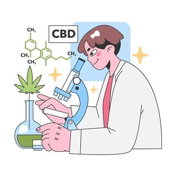CBD research concept. Flat vector illustration. Stock Illustration
