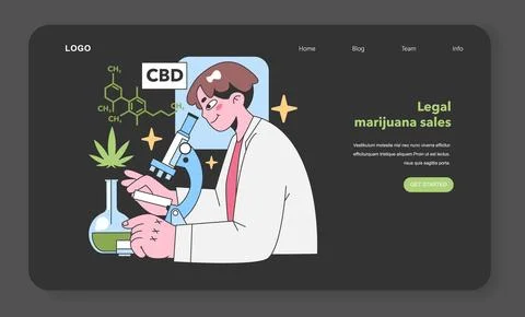 CBD research concept. Flat vector illustration. Stock Illustration