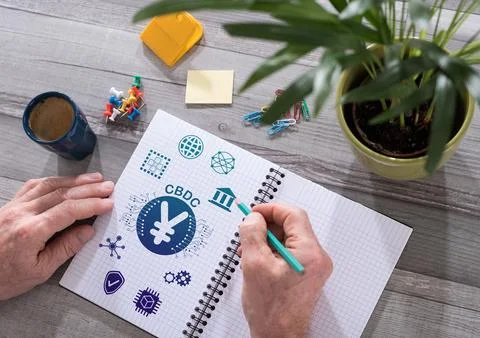 Cbdc concept on a notepad Stock Photos