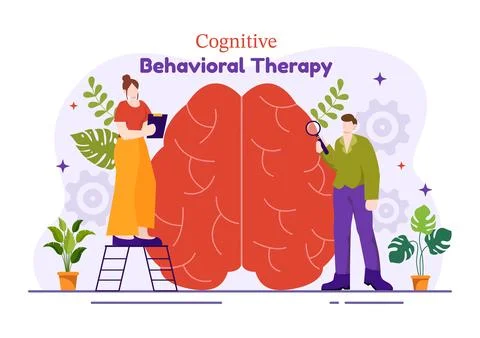 CBT or Cognitive Behavioural Therapy Vector Illustration with Person Manage.. Stock Illustration