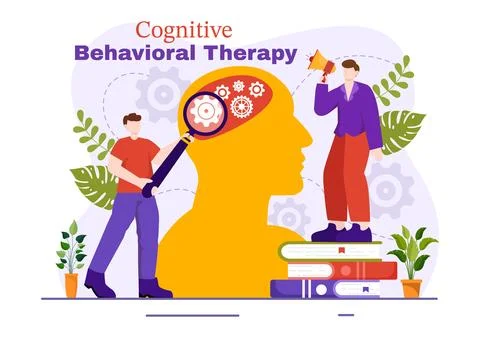 CBT or Cognitive Behavioural Therapy Vector Illustration with Person Manage.. Illustrazione stock