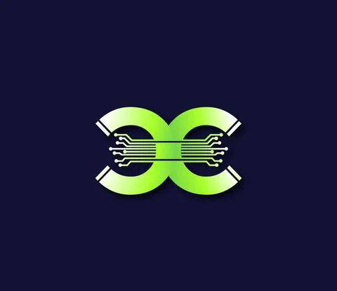 CC Alphabet Technology Data Circuit Logo Design Company Concept Illustrazione stock