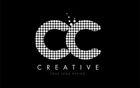 CC C C Letter Logo Design White Magenta Dots and Swoosh Stock Illustration