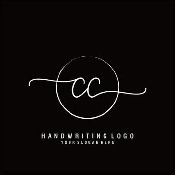 CC Initial handwriting logo design Stock Illustration