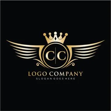 CC Letter Initial with Royal Wing Logo Template. Stock Illustration