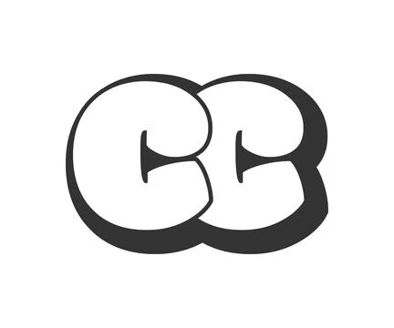 CC logo, bubble comic lettering, rounded in graffiti style black and white .. Stock Illustration