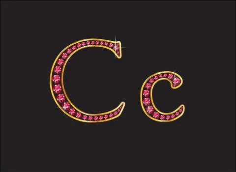 Cc Ruby Jeweled Font with Gold Channels Stock Illustration