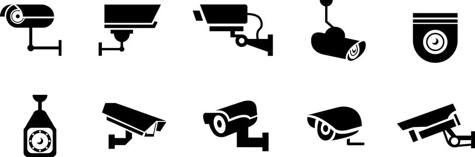 CC tv Camera icon vector design with different angle set, Security camera i.. Stock Illustration