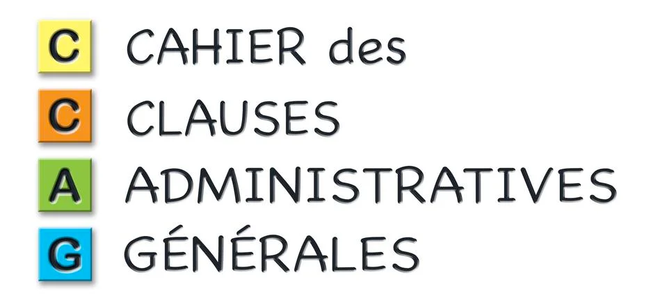 CCAG initials in colored 3d cubes with meaning in french language Illustrazione stock