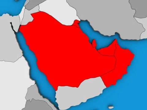 CCASG countries on 3D map Illustrazione stock