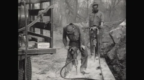 CCC jackhammers 1936 Video stock 56161179