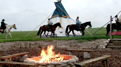 CCC Ranch Horses TeePee Stock Footage 67813220