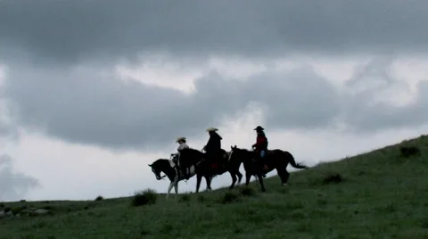 CCC Ranch Riders Silloutte Stock Footage 67812633