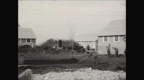 CCC workers on camp ground 1936 Stock Footage 56161121