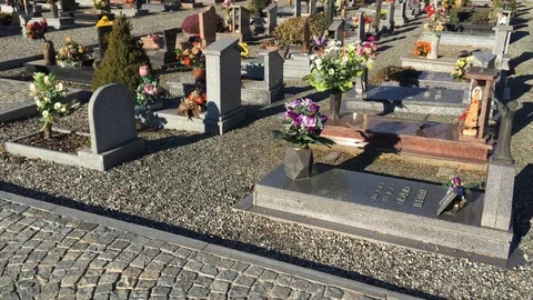 CCemetery with graves and monuments Stock Footage 101378459