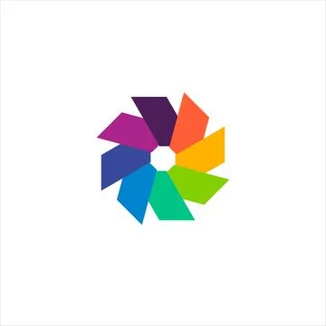 Cclor wheel vector illustration of abstract geometric rainbow flower logo Stock Illustration