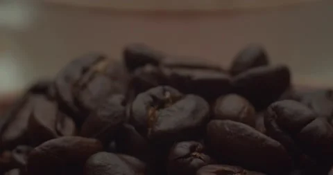Cclose-up of coffee beans. Coffee beans and raw coffee. Stock Footage 221154233