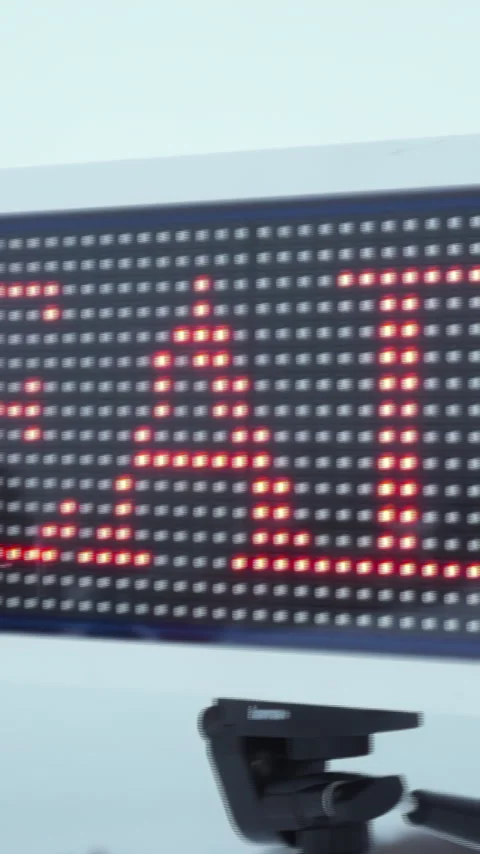 CCose up shot pixel screen of get ready text. Footage. Racing scoreboard on Stock Footage 306506467