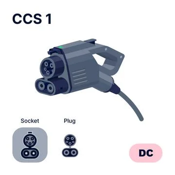 CCS Combo 1 Standard Charging Connector Plug and Socket.. Stock Illustration