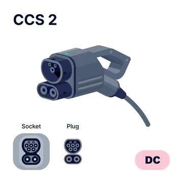 CCS Combo 2 Standard Charging Connector Plug and Socket. Stock Illustration